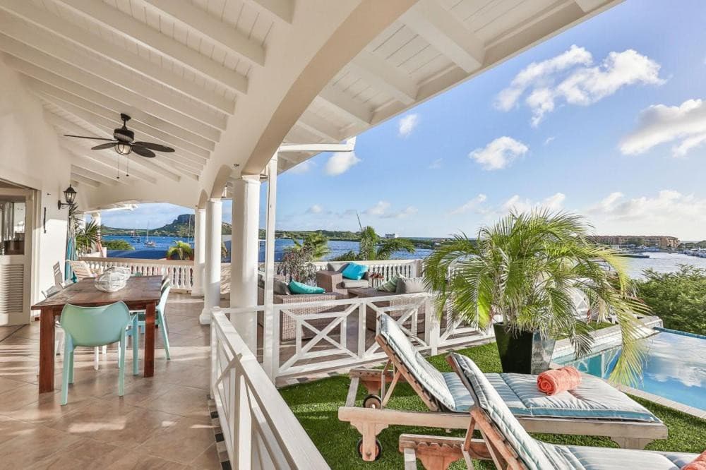 Luxury villa terrace overlooking the bay