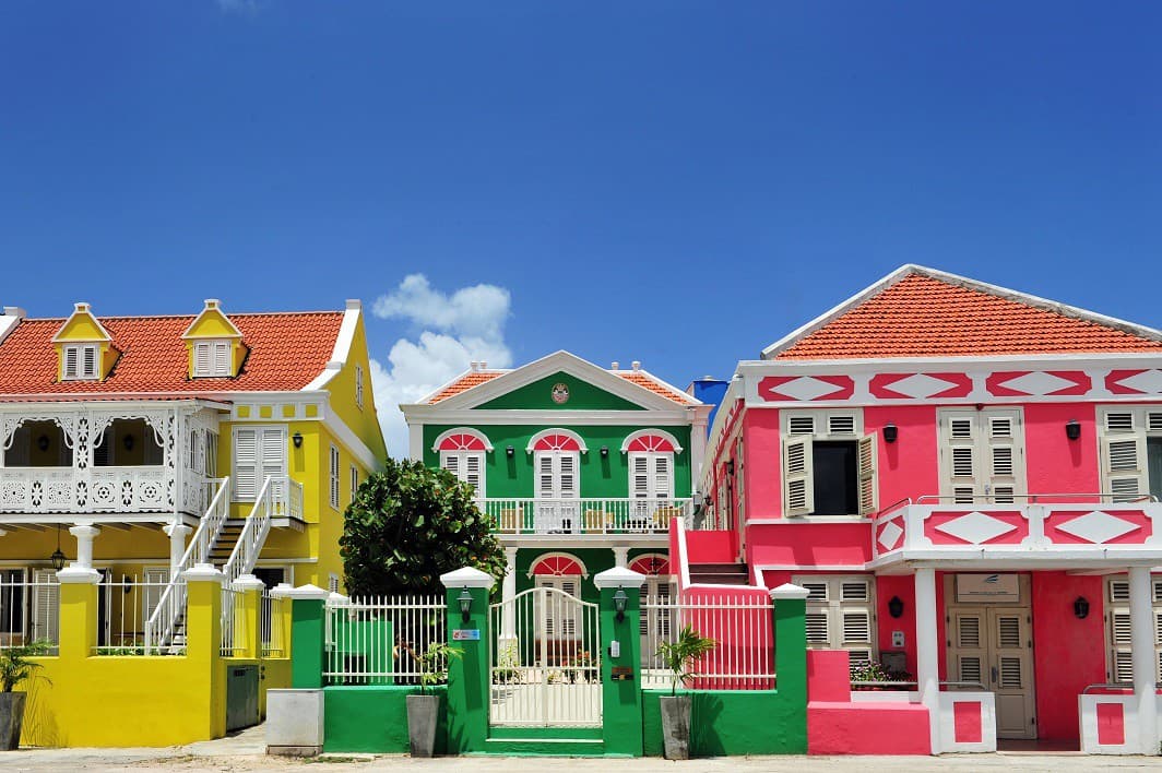 Colorful colonial houses in Curaçao